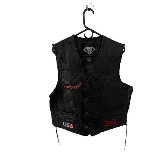 Harley Davidson black leather vest with patches - Picture 3 of 8